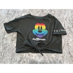 Walt Disney World Disney Parks Tie Front Kids Size 4 Loose PRIDE Rainbow T Shirt